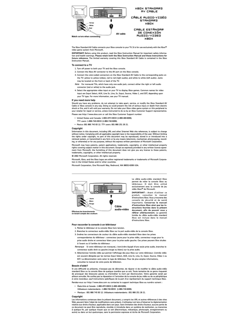 Microsoft Standard AV Cable instruction manual