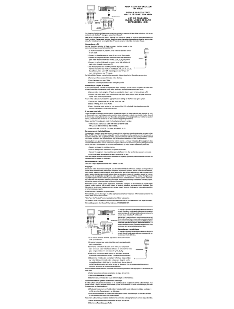 Microsoft High Definition AV Pack instruction manual