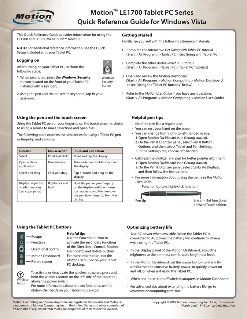 Motion Computing LE1700 Series User manual