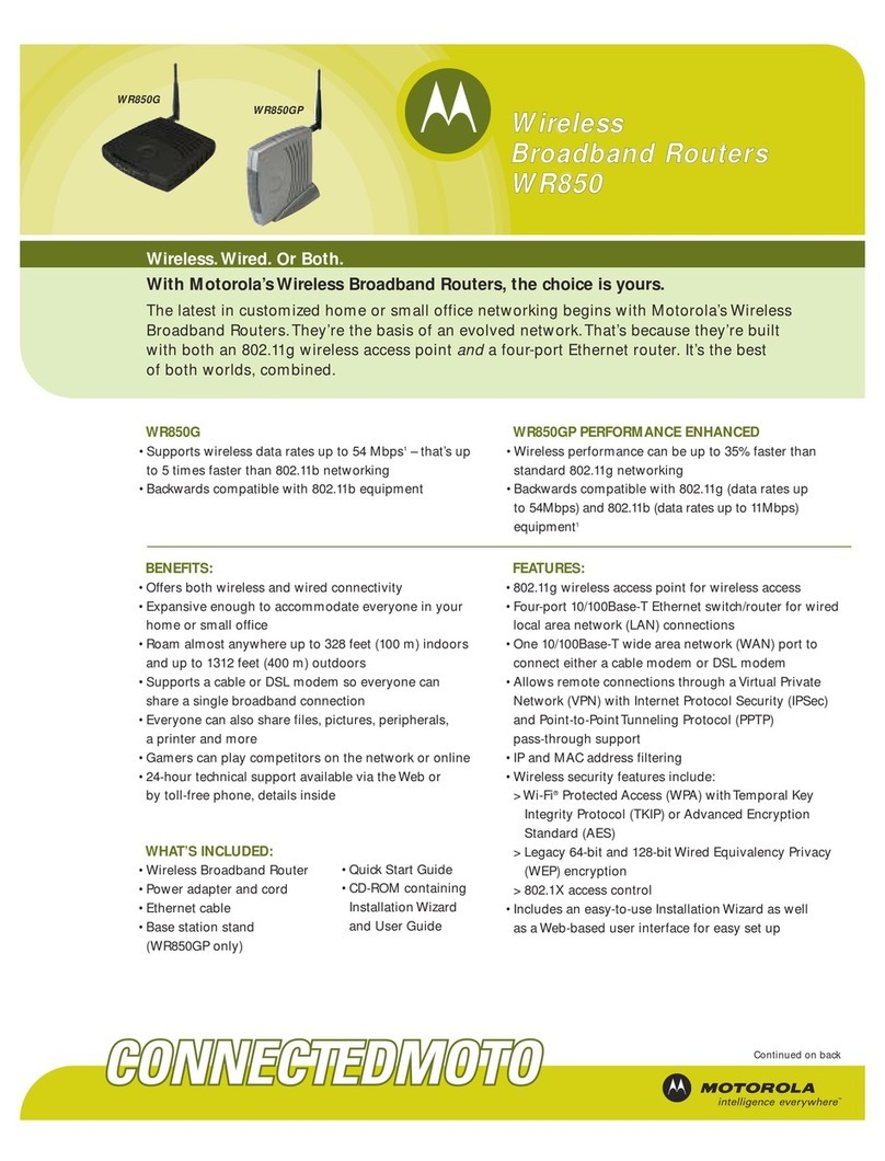 Motorola WR850G - Wireless Broadband Router Specifications