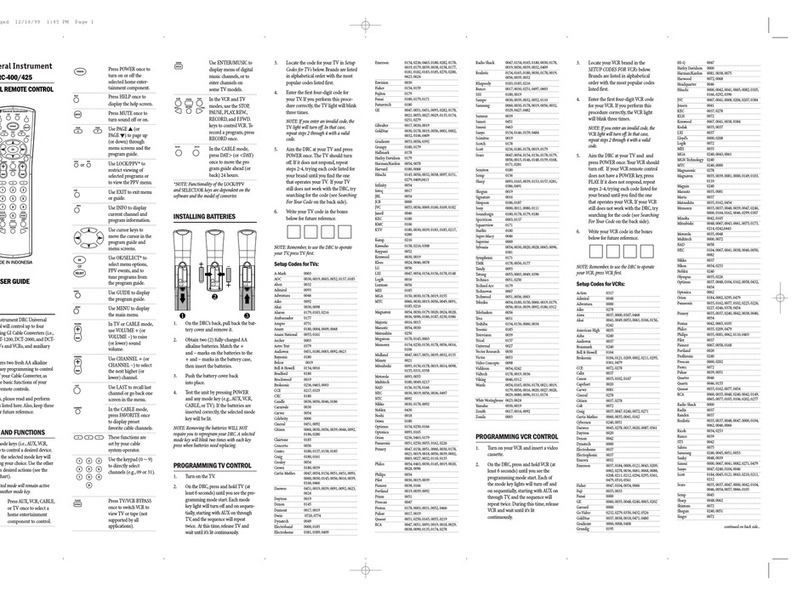 General Instrument DRC-400 Use guide