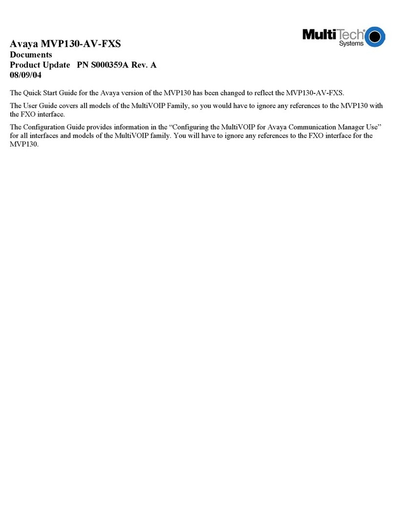 Avaya MULTIVOIP MVP-130 Product support bulletin