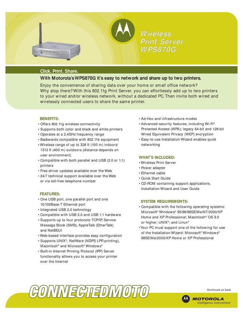 Motorola WPS870G - Wireless Print Server Specifications