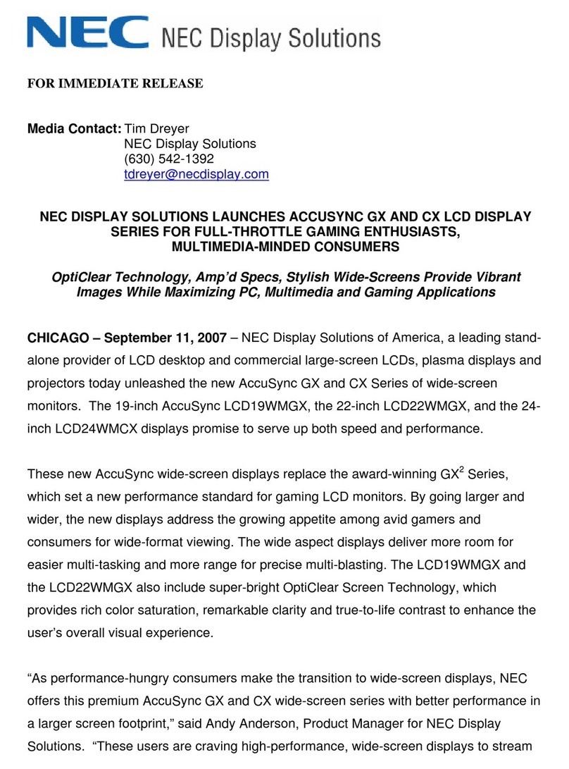 NEC LCD19WMGX - AccuSync - 19" LCD Monitor Instruction Manual