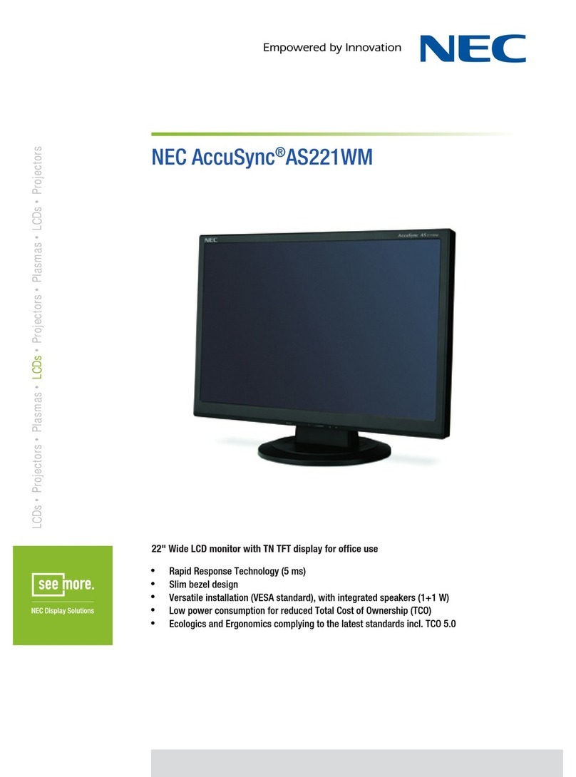 NEC AS221WM - AccuSync - 22" LCD Monitor User manual