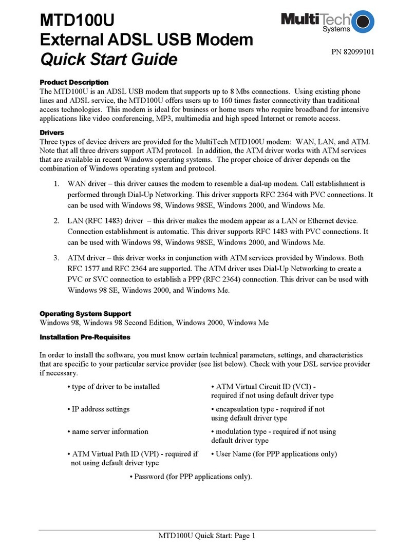 Multitech MTD100U User manual