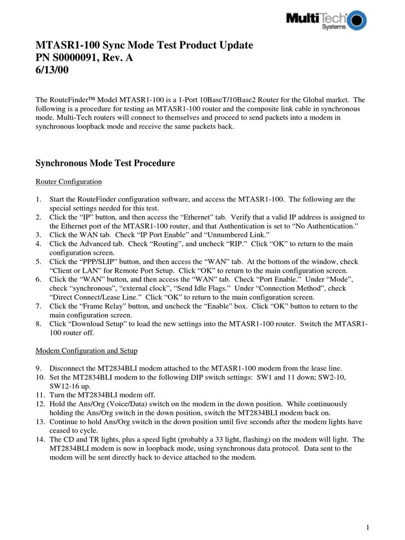 Multitech RouteFinder MTASR1-100 Technical manual