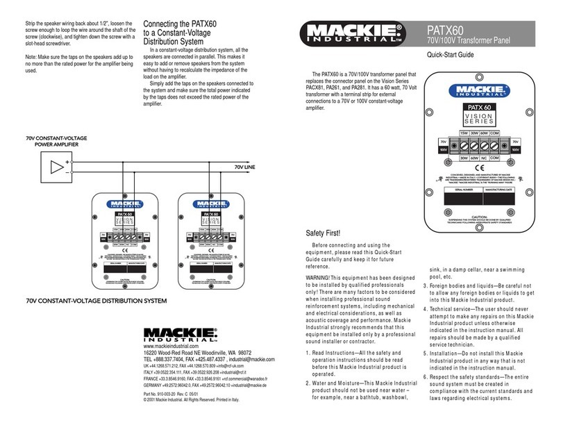 Mackie PATX60 quick start guide