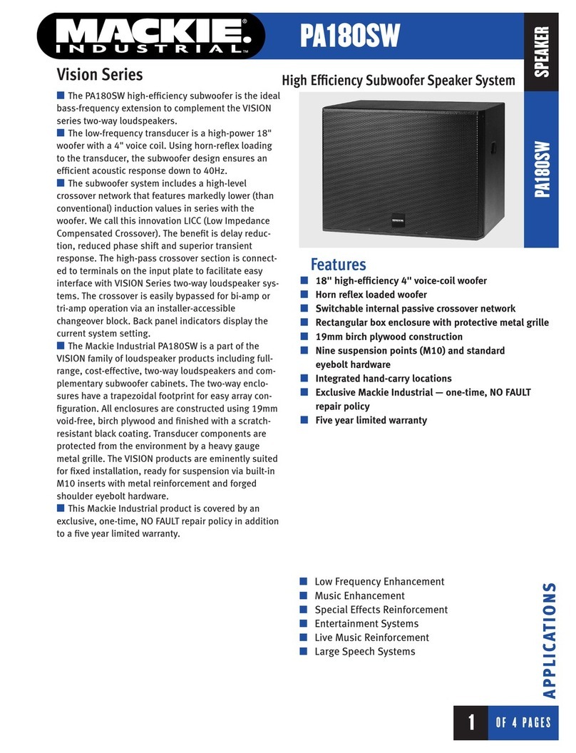 Mackie Vision Series PA180SW User manual
