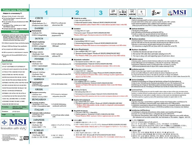 MSI StarReader Specifications