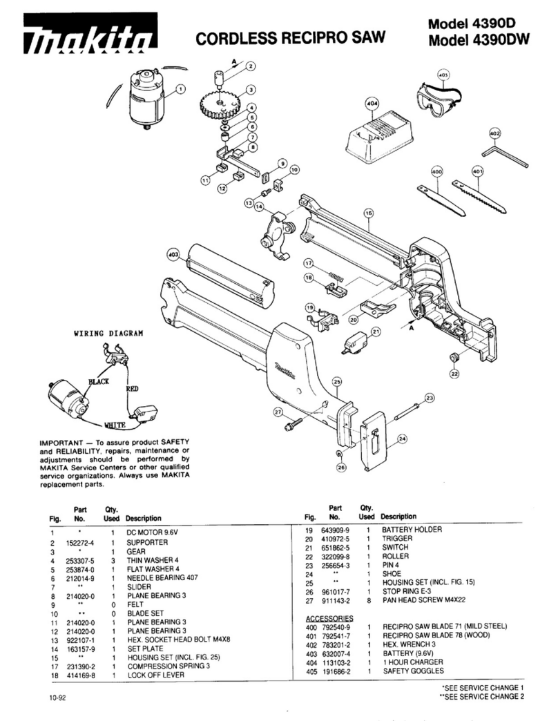 Makita 4390D parts manual