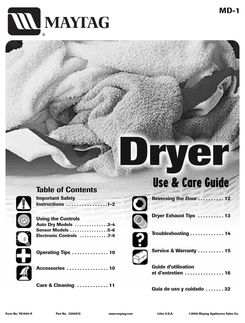 Maytag MDE2706AYW Use and care guide