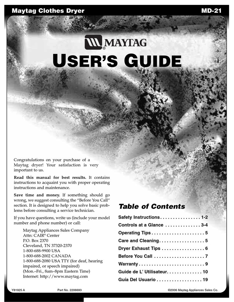 Maytag MDE2600AYW user guide