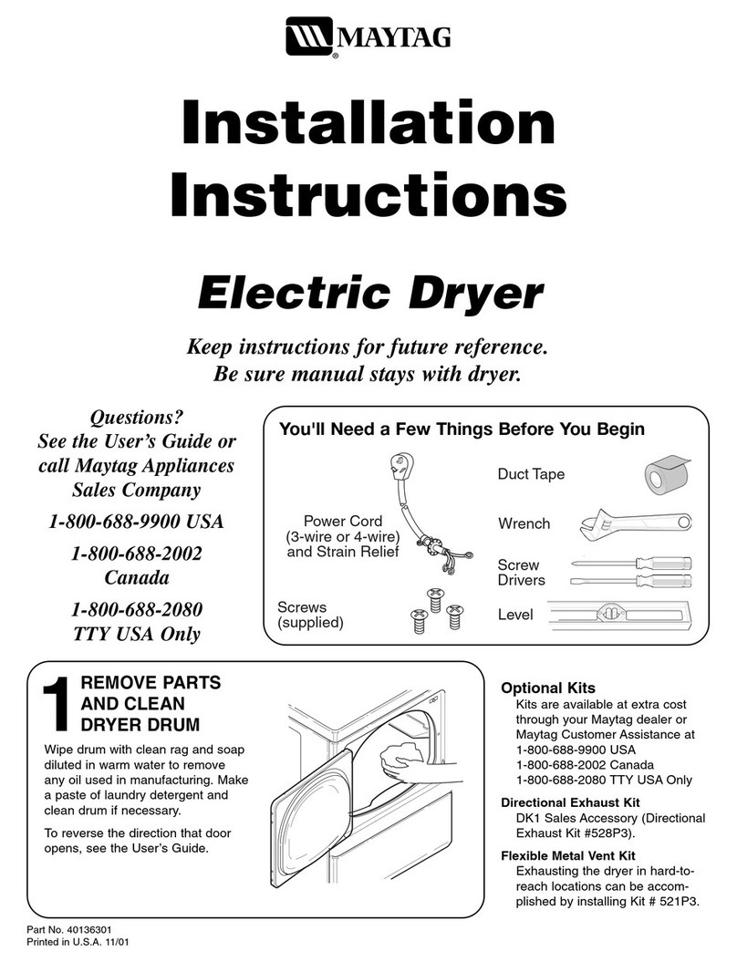 Maytag MDE2706AYW installation instructions