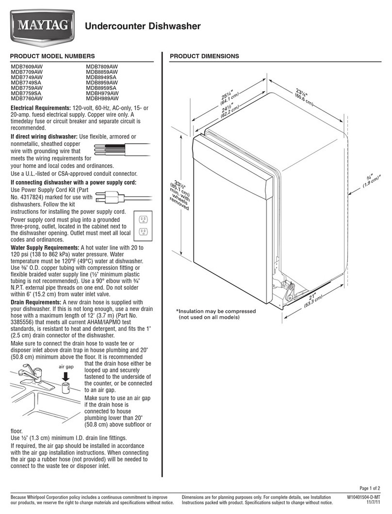 Maytag Jetclean Plus MDB7759AW User manual