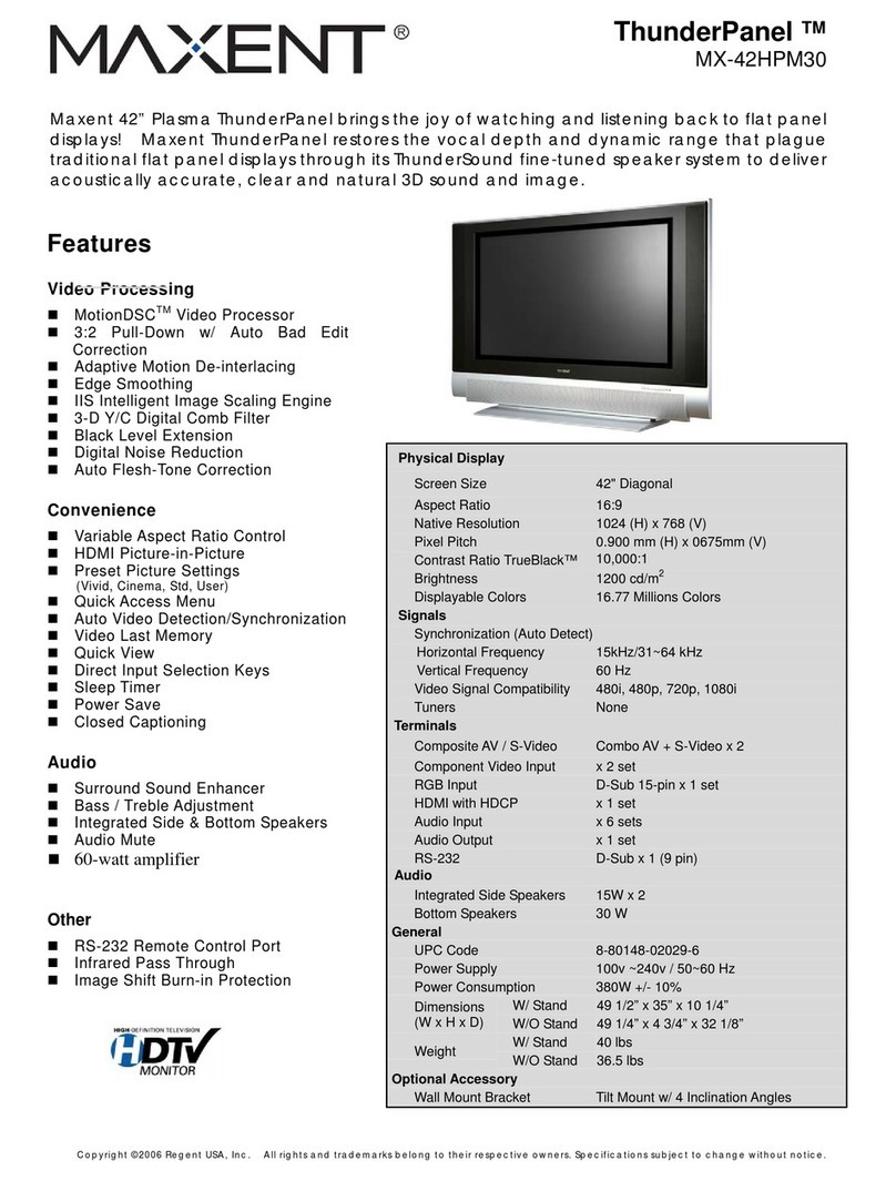 Maxent ThunderPanel MX-42HPM30 User manual
