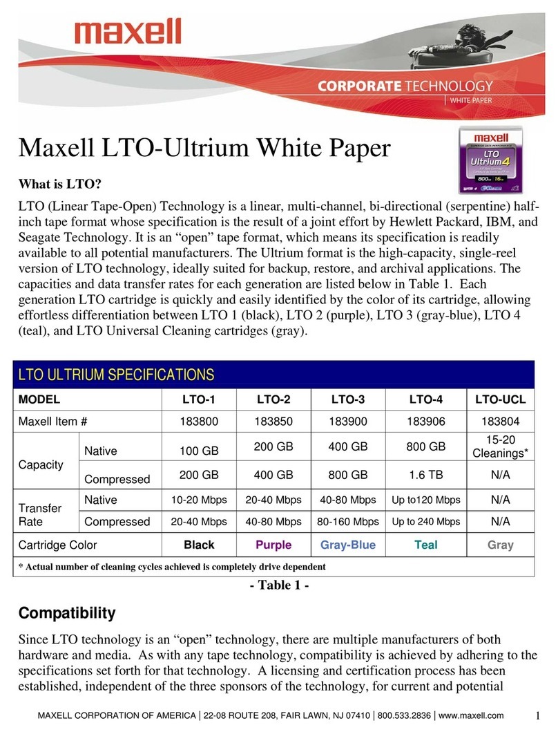 Maxell LTO Ultrium 4 800GB supplementary guide
