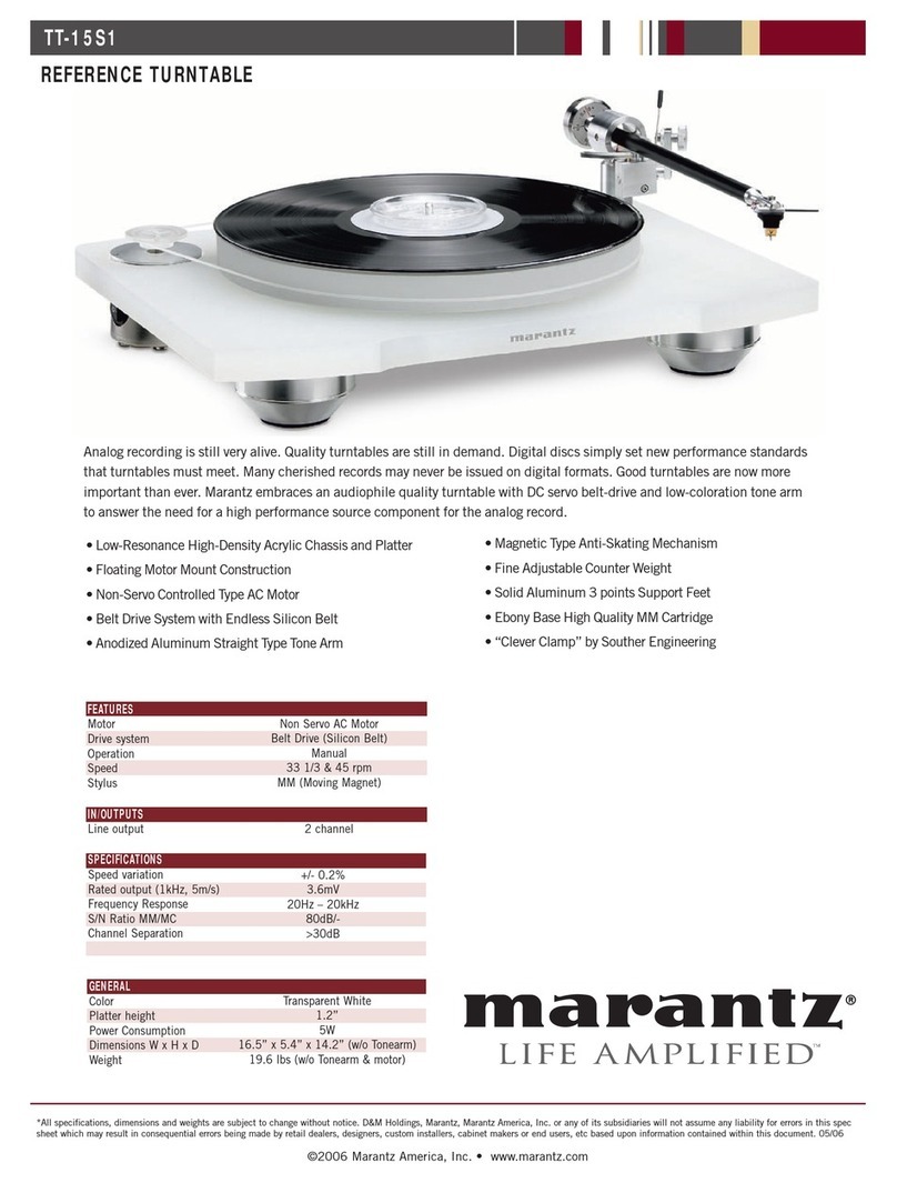 Marantz TT-15S1 Specification sheet