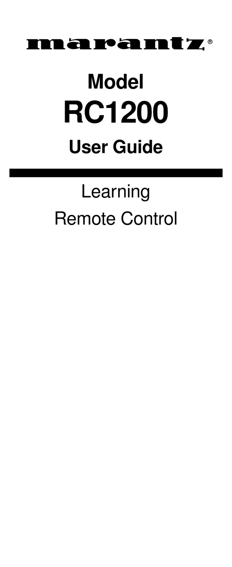 Marantz RC1200 user guide