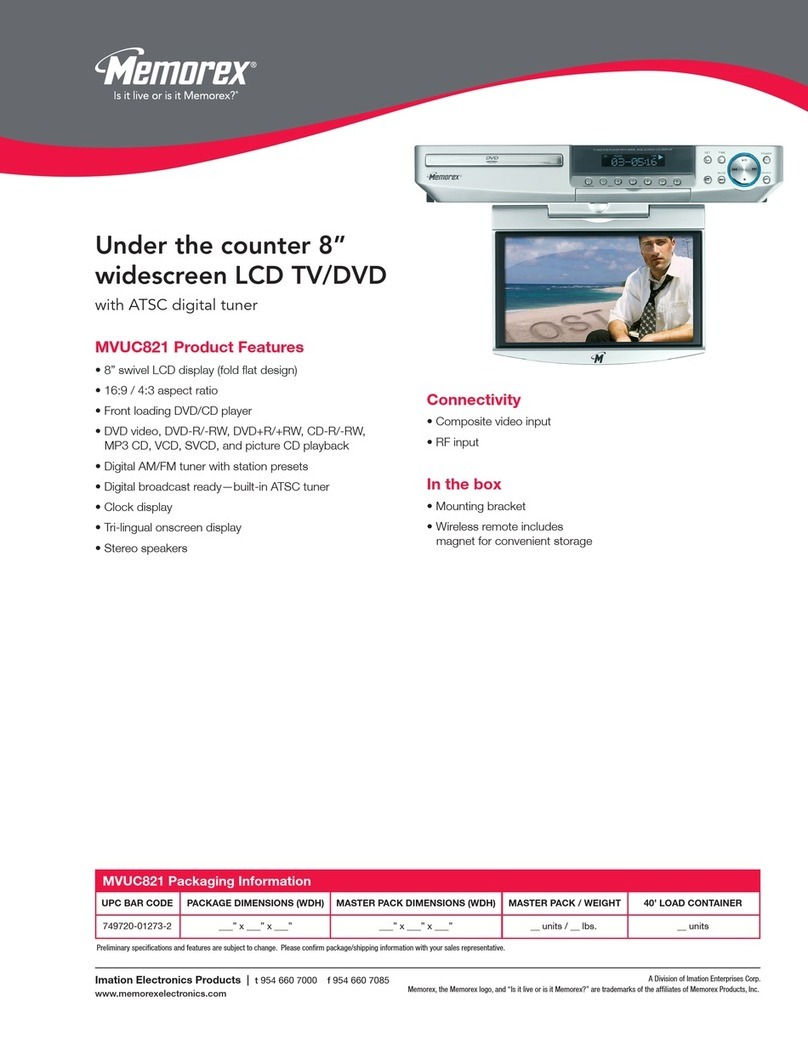 Memorex MVUC821 - DVD LCD TV Kitchen Clock Radio Specification sheet Memorex MVUC821 - DVD LCD TV Kitchen Clock Radio Specification sheet
