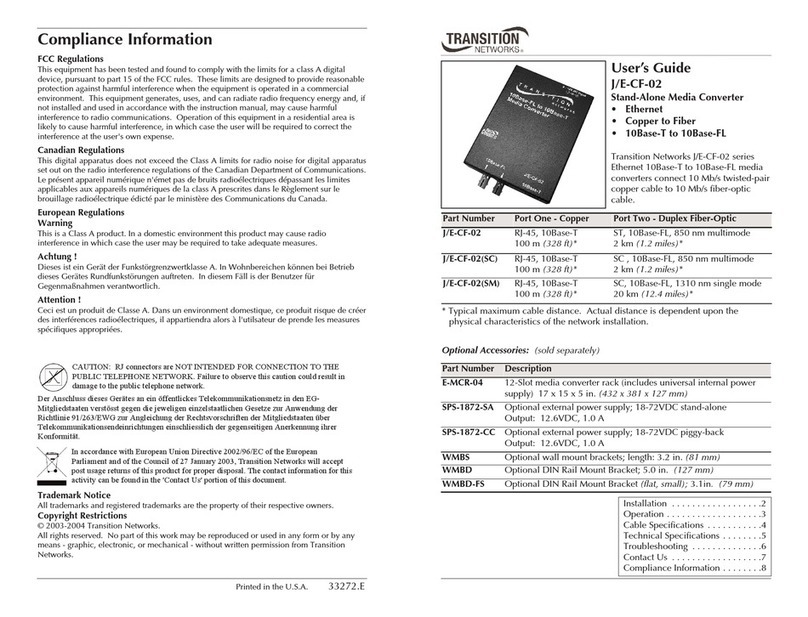 Transition Networks J/E-CF-02(SC) User manual