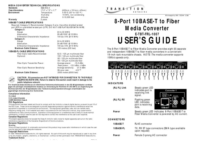 Transition Networks E-TBT-FRL-1007 User manual Transition Networks E-TBT-FRL-1007 User manual