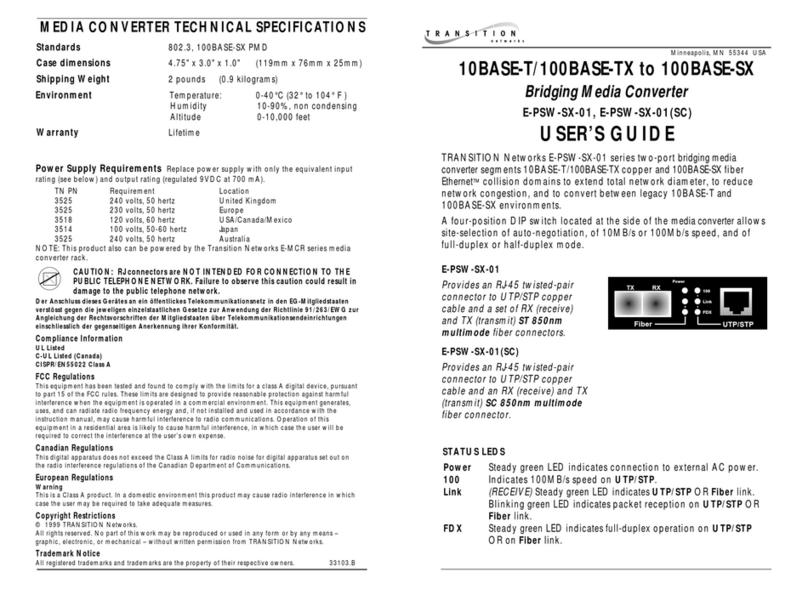 Transition Networks E-PSW-SX-01(SC) User manual