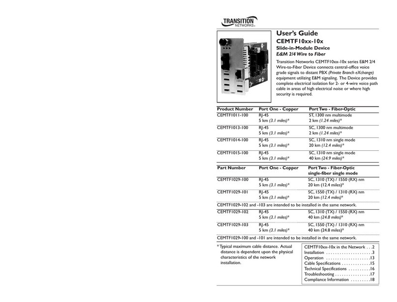 Transition Networks CEMTF1011-100 User manual