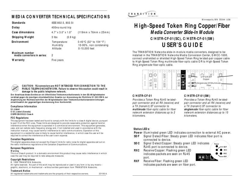 Transition Networks C/HSTR-CF-01(SC) User manual