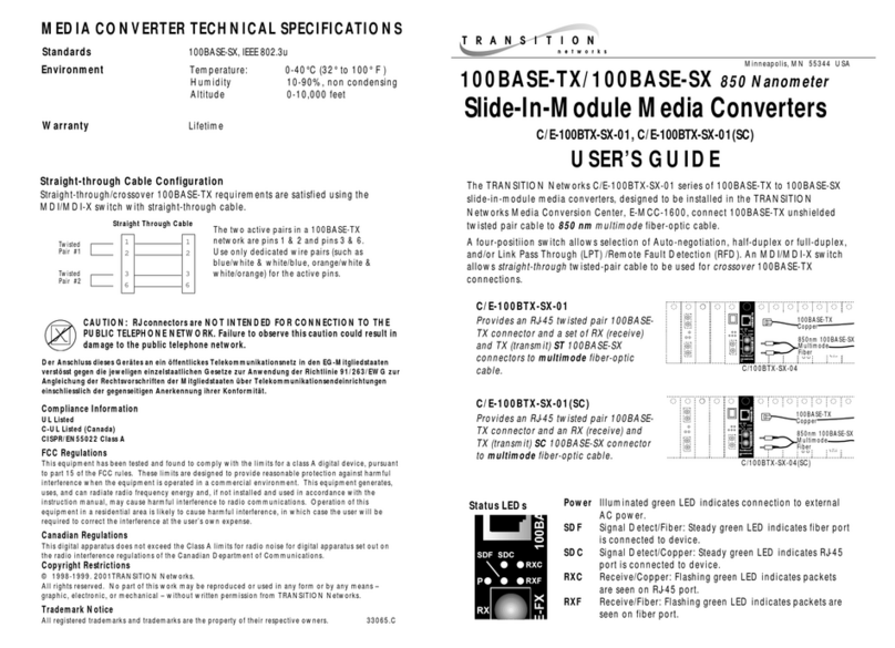 Transition Networks C/E-100BTX-SX-01(SC) User manual