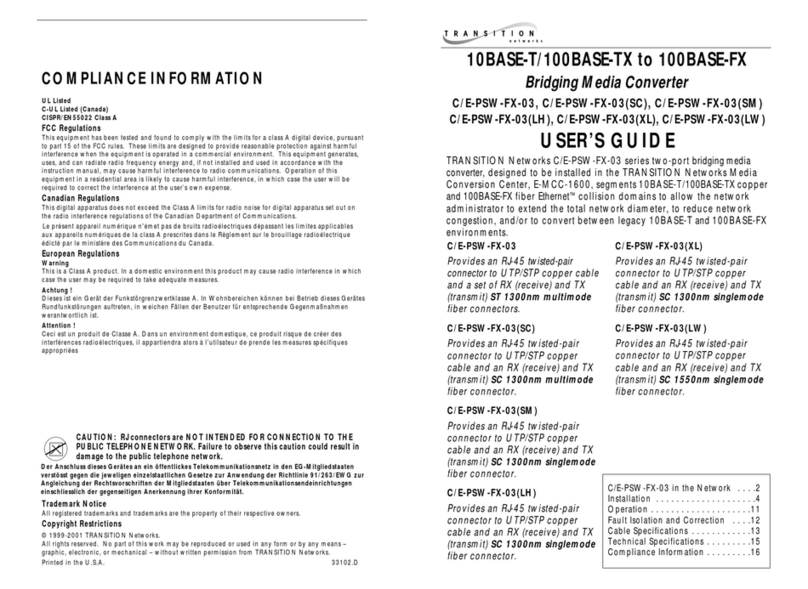 Transition Networks C/E-PSW-FX-03(LH) User manual Transition Networks C/E-PSW-FX-03(LH) User manual