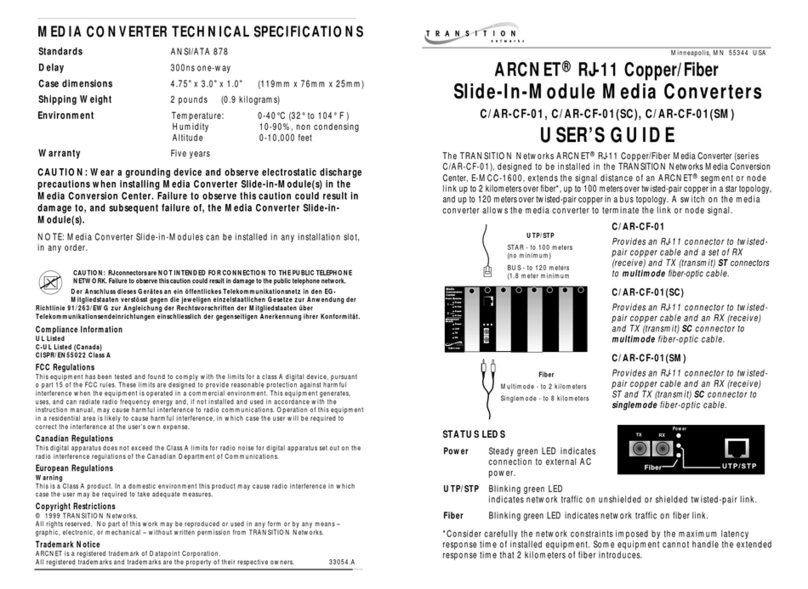 Transition Networks ARCNET C/AR-CF-01(SC) user guide