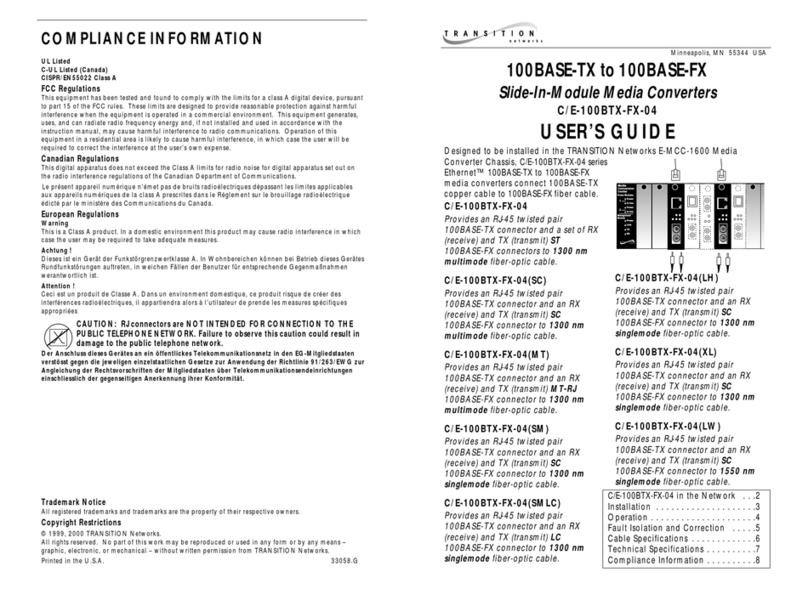 Transition Networks C/E-100BTX-FX-04(LH) User manual