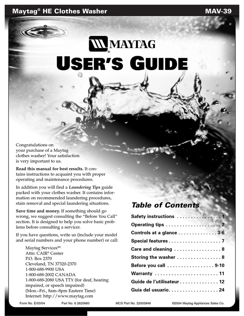 Maytag MAV9504EW User manual