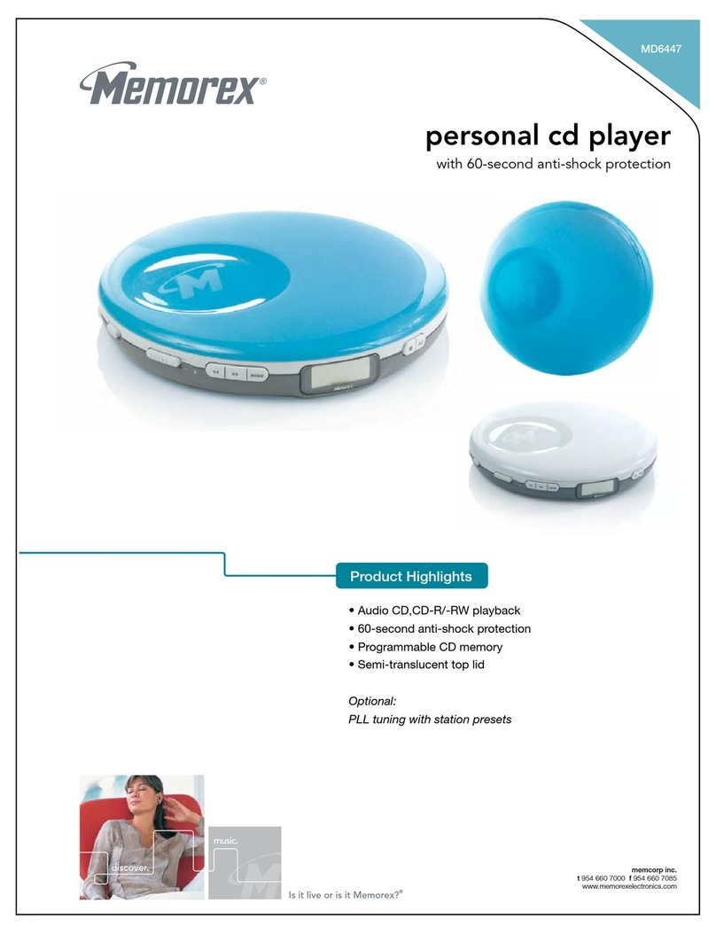 Memorex MD6447 - MD CD Player Specifications