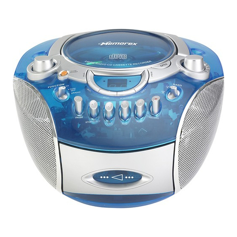 Memorex MP3134BLU - Boombox - Translucent User manual
