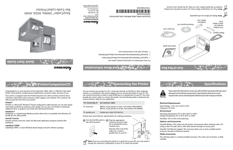 Intermec EasyCoder 3400e User manual