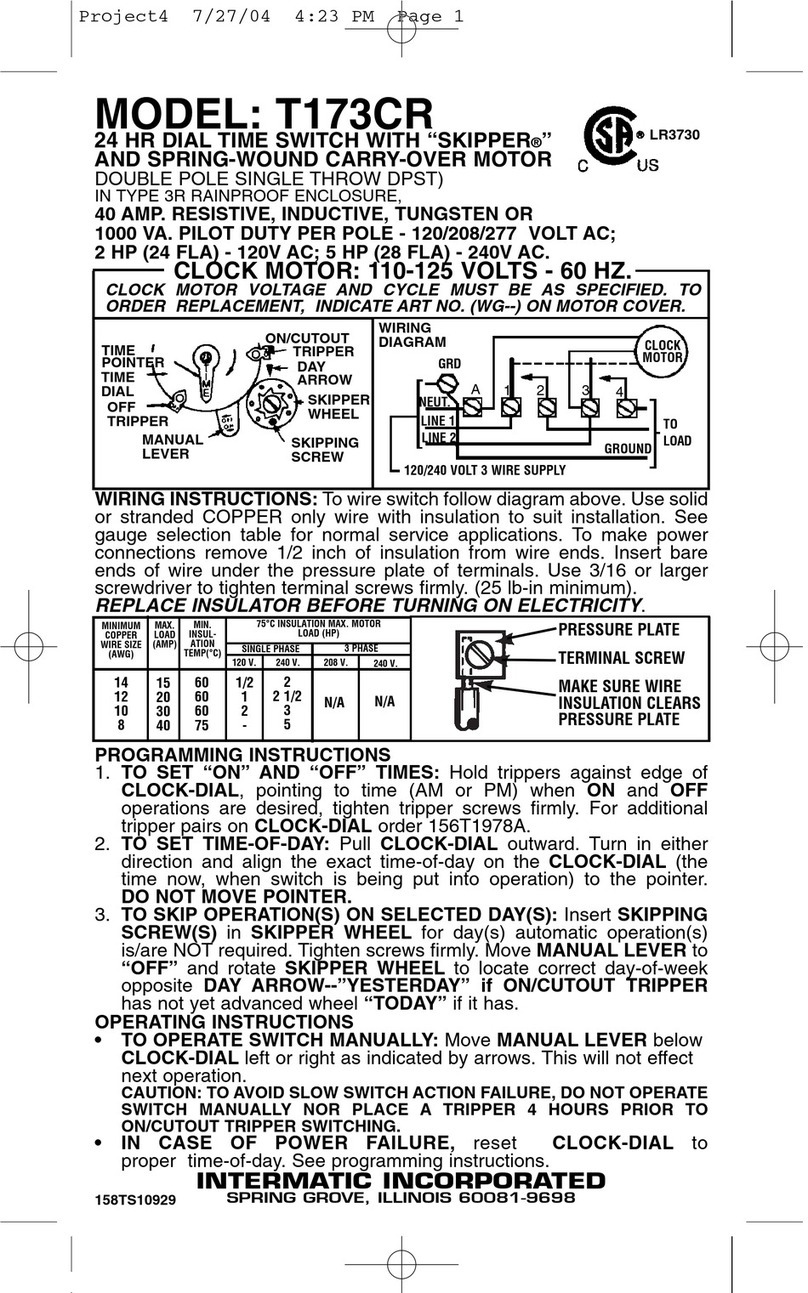 Intermatic T173CR supplementary guide