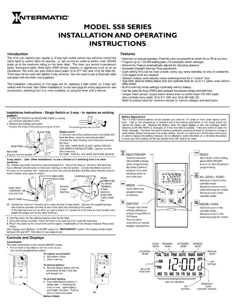 Intermatic SS8C Series Installation and operating instructions Intermatic SS8C Series Installation and operating instructions