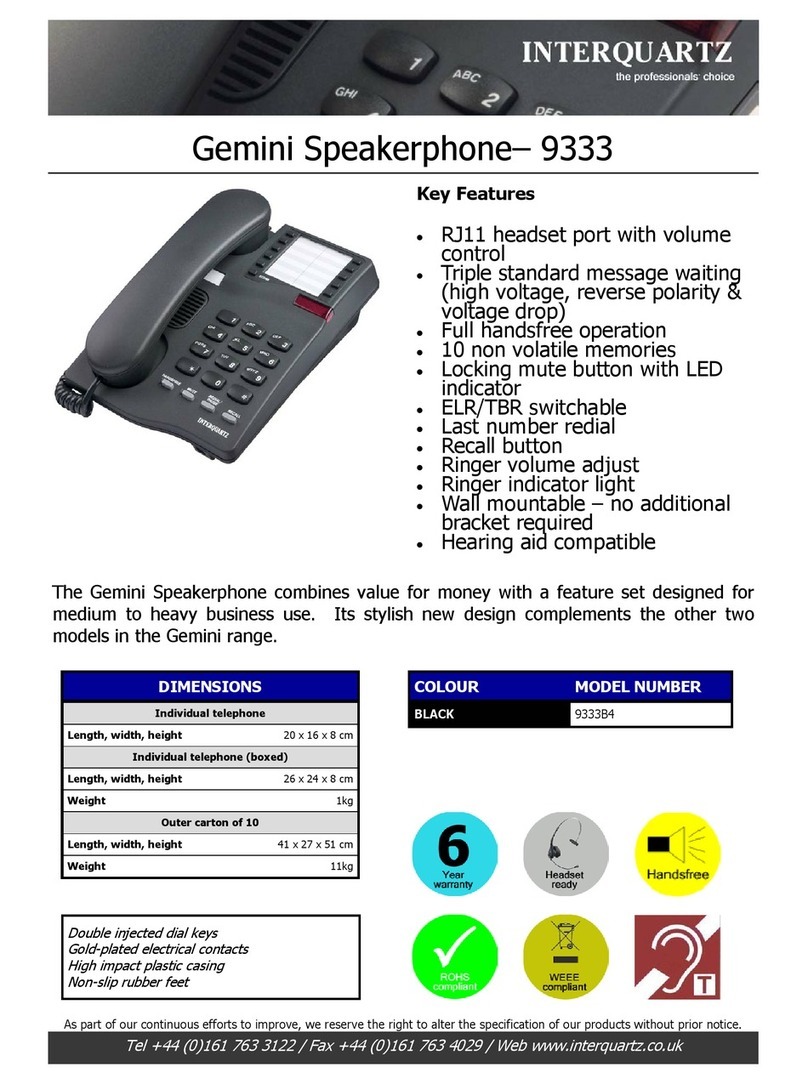 Interquartz Gemini 9333 Specifications