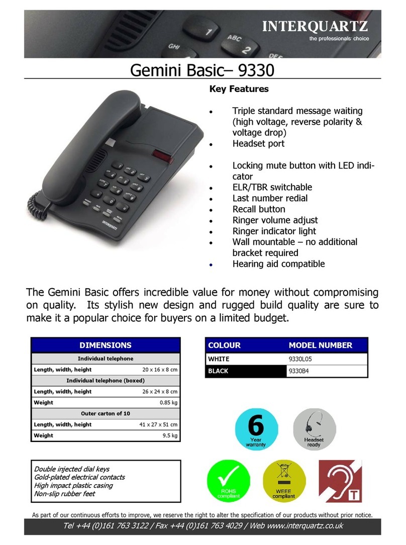 Interquartz Gemini 9330 Specifications