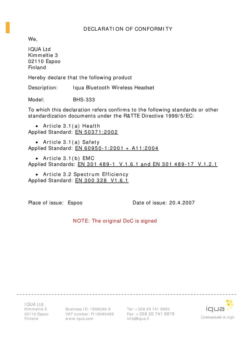 Iqua BHS-333 Reference guide