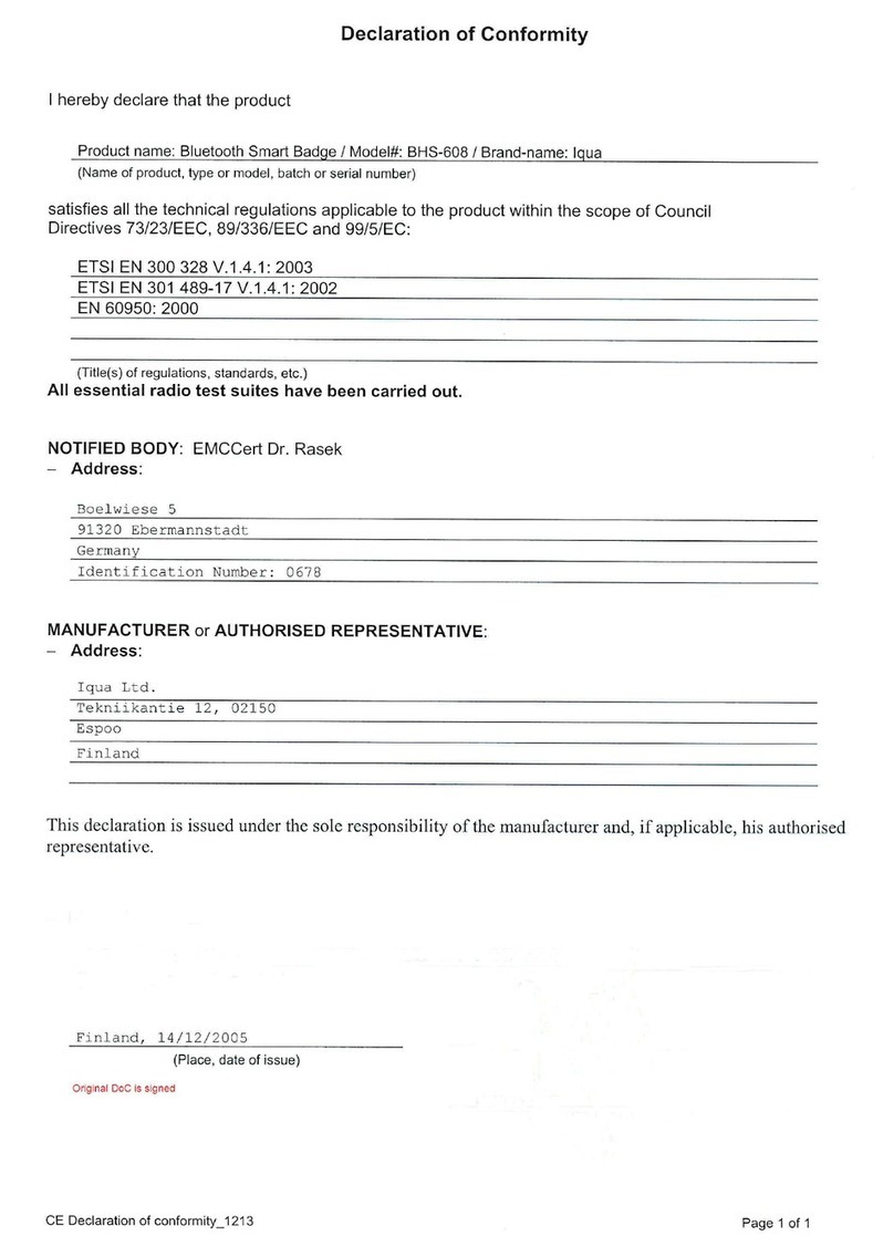 Iqua BHS-608 Declaration of conformity