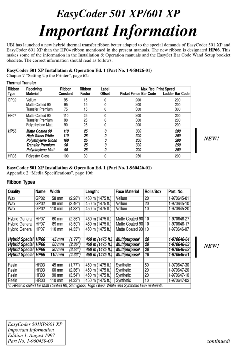 Intermec EasyCoder 601XP User manual