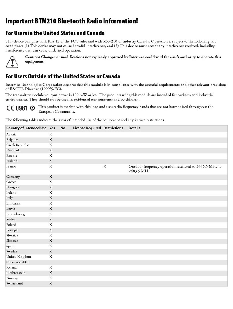 Intermec BTM210 Important information