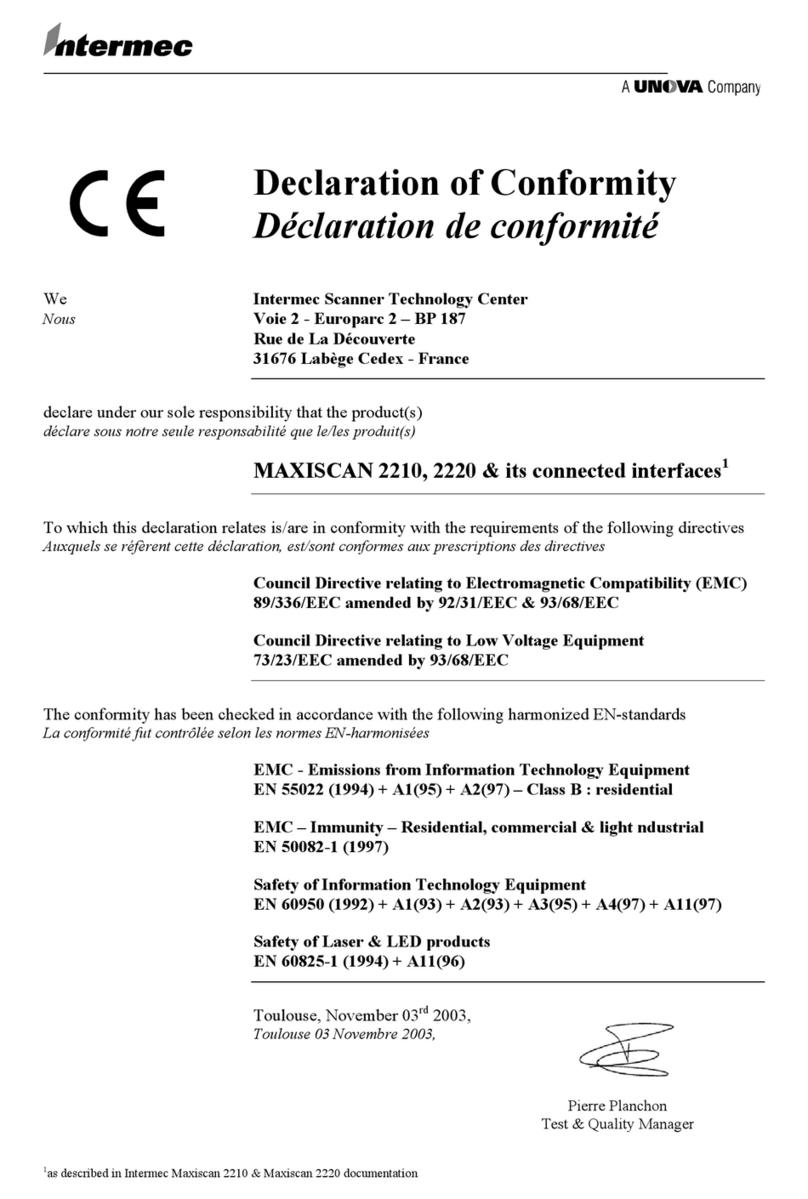Intermec MaxiScan 2210 Reference guide