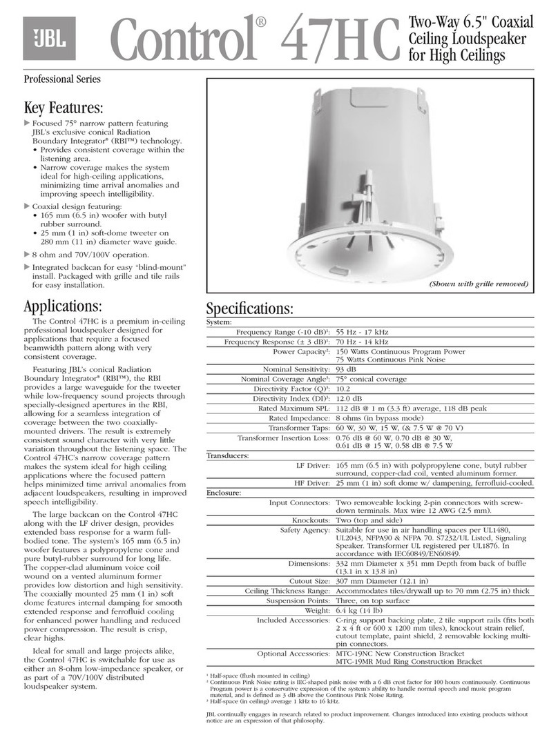 JBL Control Control 47HC Specifications
