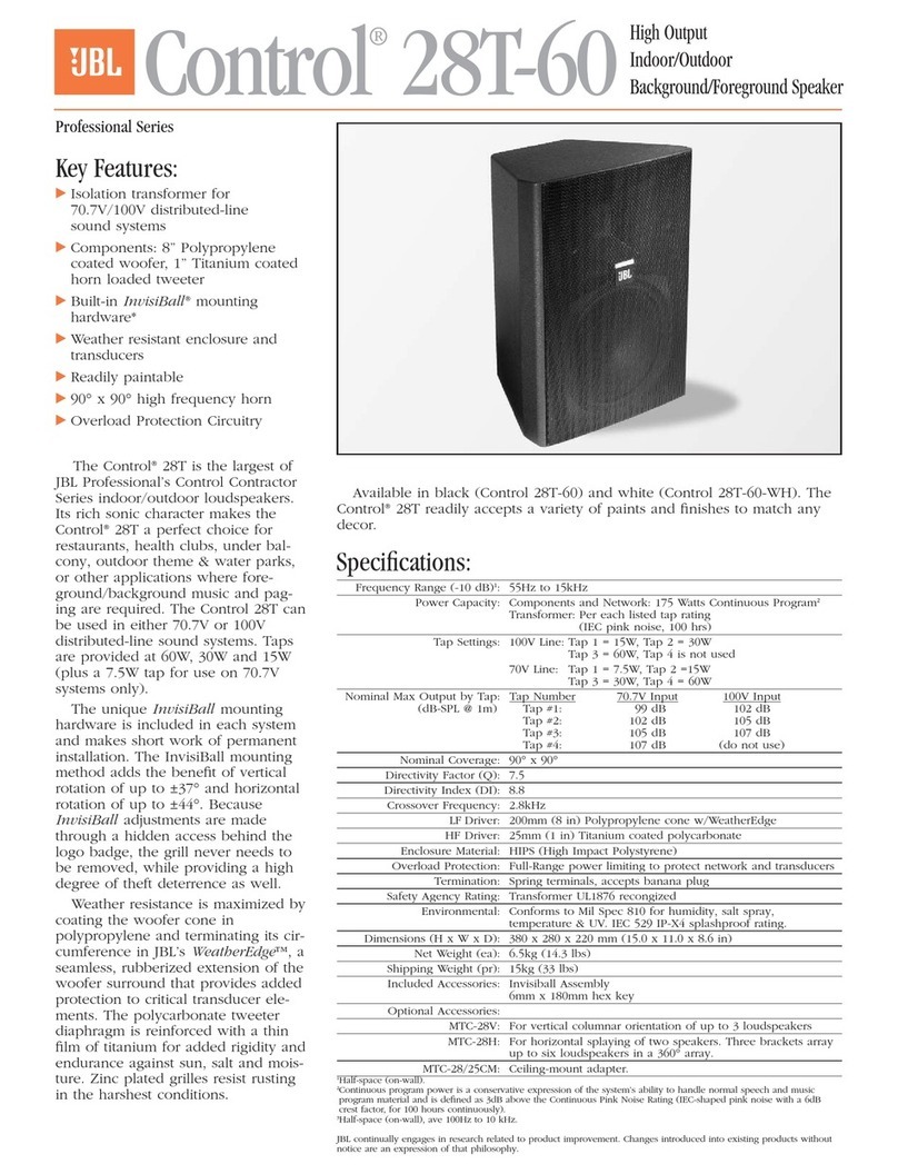 JBL Control Control 28T-60 Specifications