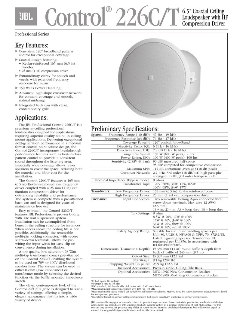 JBL Control Control 226CT User manual