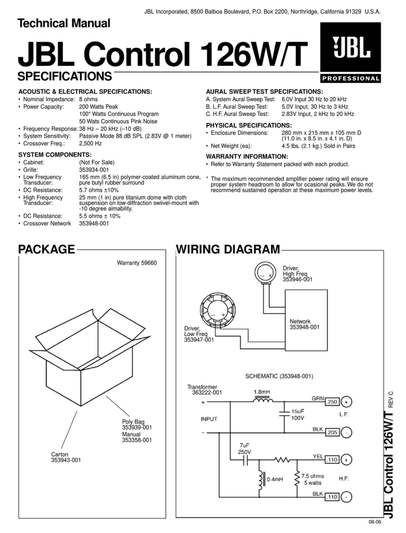 JBL Control Control 126W User manual